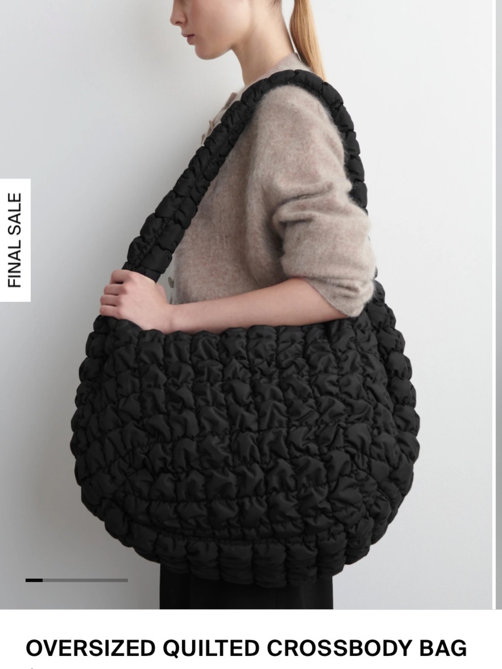 COS Oversized Quilted Crossbody Bag in Black